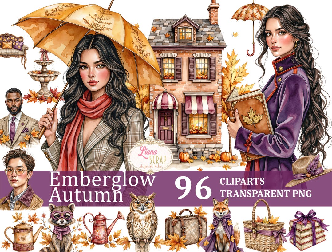 Autumn Clipart Set – Cozy Fall Graphics, Watercolor Style (PNG) - Etsy