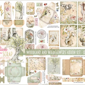 Woodland and Wildflowers ADDON Junk Journal Digital Kit Printable, Woodland Digital Collage Sheets, Junk Journal Paper ADDON Ephemera
