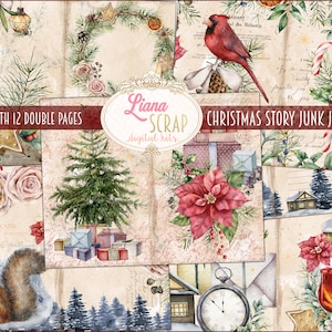 Christmas Story Junk Journal Kit, Christmas Collage Printables, Digital Christmas Kit, Junk Journal Paper