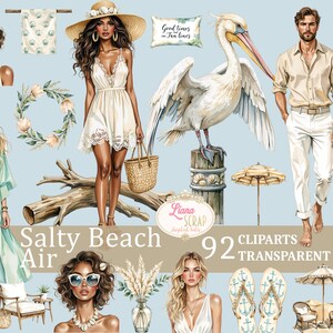 Salty Beach Air 92 clipartset - zomergraphics, png-afbeeldingen, digitale plannerstickers, beachy-illustraties, transparante clipart voor ontwerp