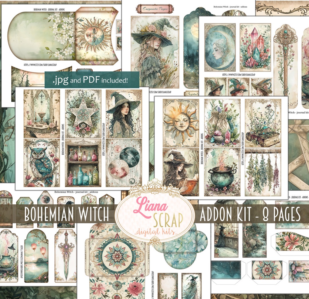 Bohemian Witch Junk Journal ADDON Kit, Fantasy Ephemera (PDF) - Etsy