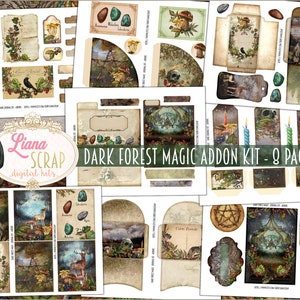 Dark Forest Magic ADDON Kit imprimible, misticismo y hojas de collage digital mágico, KIT de diario basura de mitología celta, Efímera de diario basura
