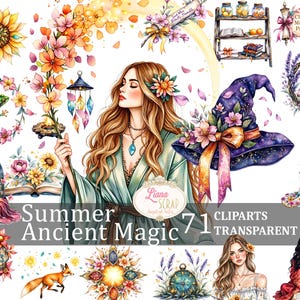 Images clipart magie ancienne de l'été 71 PNG Transparents Art numérique planificateur autocollants Illustrations botaniques Clipart été