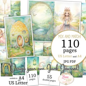 Junk Journal - Pastel Story - Tamaño carta y A4 de EE. UU., páginas para mezclar y combinar, ilustraciones de libros de cuentos en papel digital en PDF y JPG imprimibles