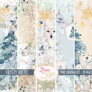 Frosty Arctic Junk Journal Kit, Winter Collage Printables, Digital Winter Kit, Junk Journal Paper