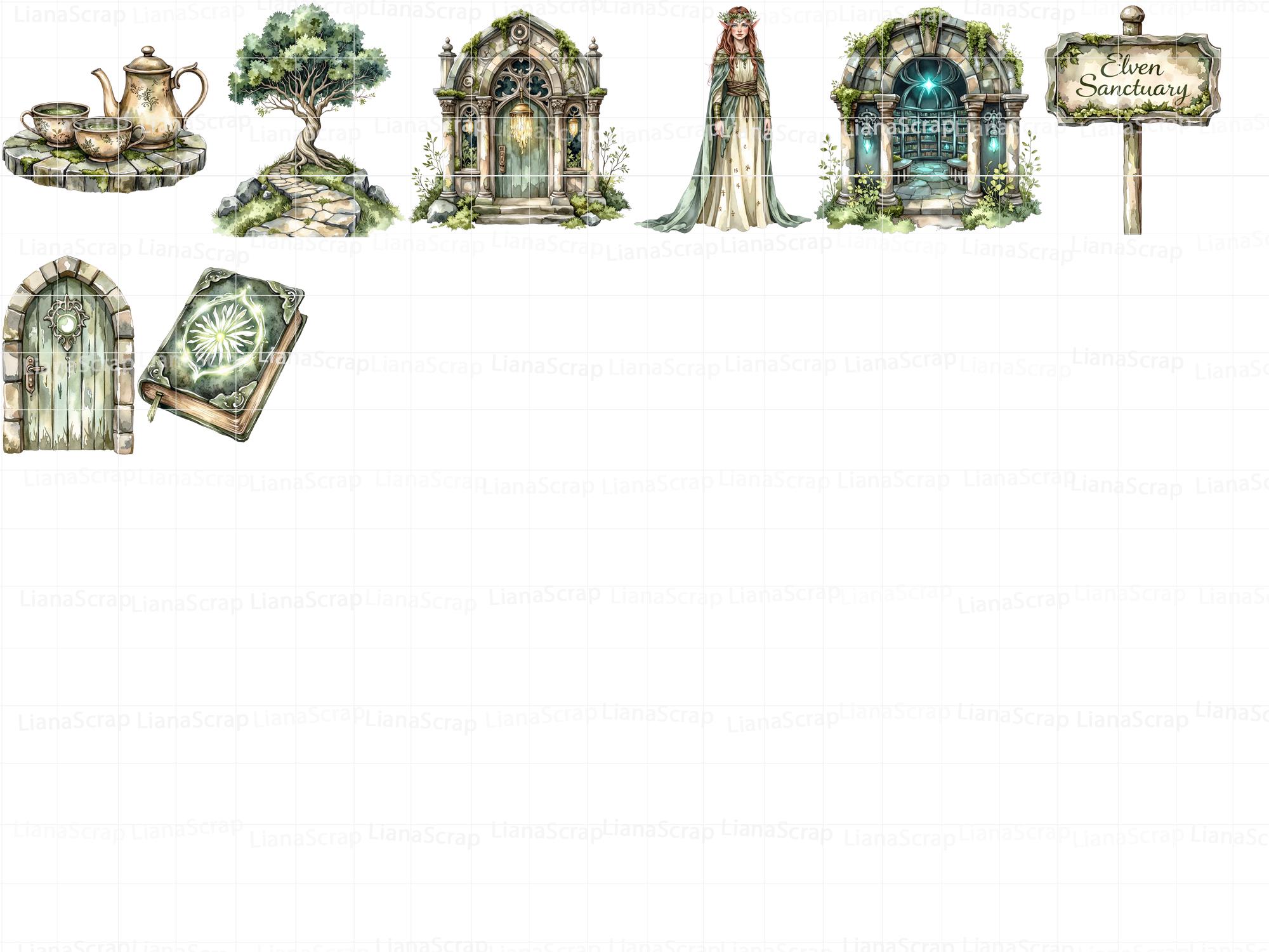 エルフの道のクリップアート - ファンタジーデジタルアート、透明背景