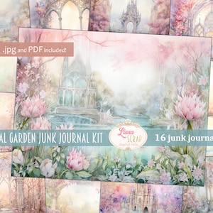 Ethereal Garden Junk Journal Kit, middelste pagina voor Junk Journal, betoverde tuin digitaal papier, afdrukbare, magische junk journal kit