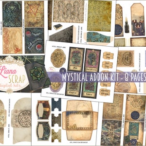 Kit d'ajout de journal indésirable mystique, feuilles de collage imprimables, magie et sorcière, complément numérique pour journal indésirable, journal indésirable éphémère