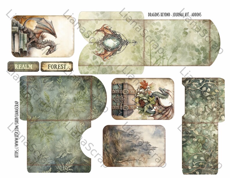 Dragons Beyond Junk Journal ADDON Kit, Fantasy Collage Printables ...