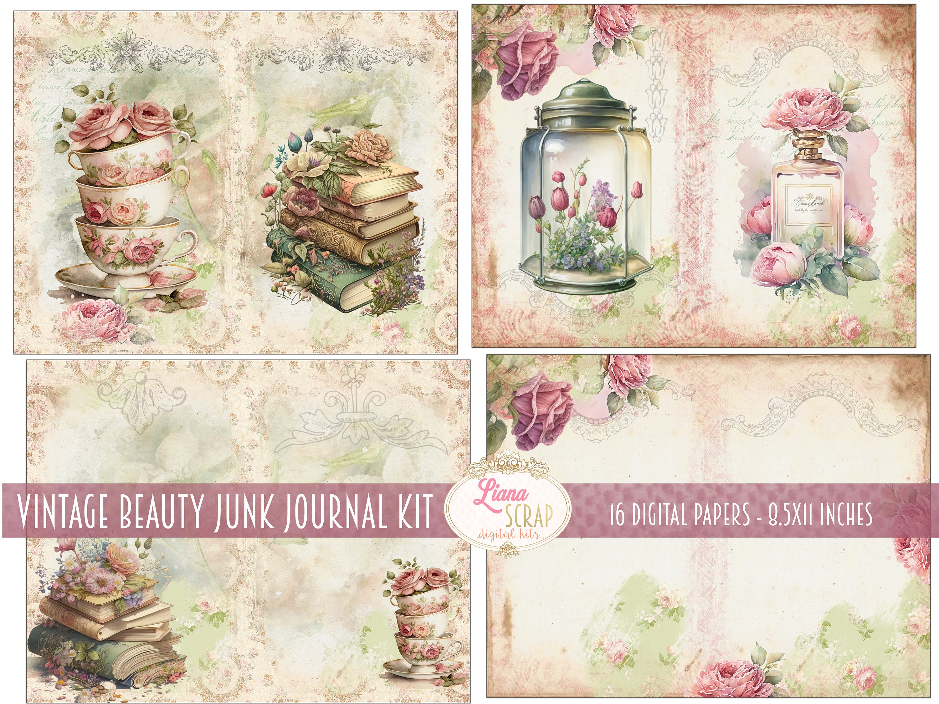 Vintage Beauty Junk Journal Kit, Victorian Collage (digital Download ...