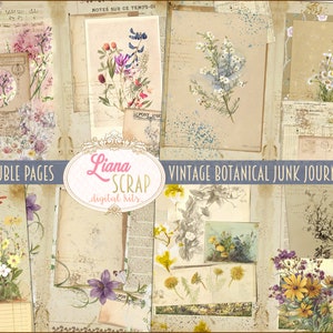 Vintage Botanical Junk Journal Digital Kit Printable, Floral Digital Collage Sheets, Wildflowers Junk Journal, Junk Journal Paper