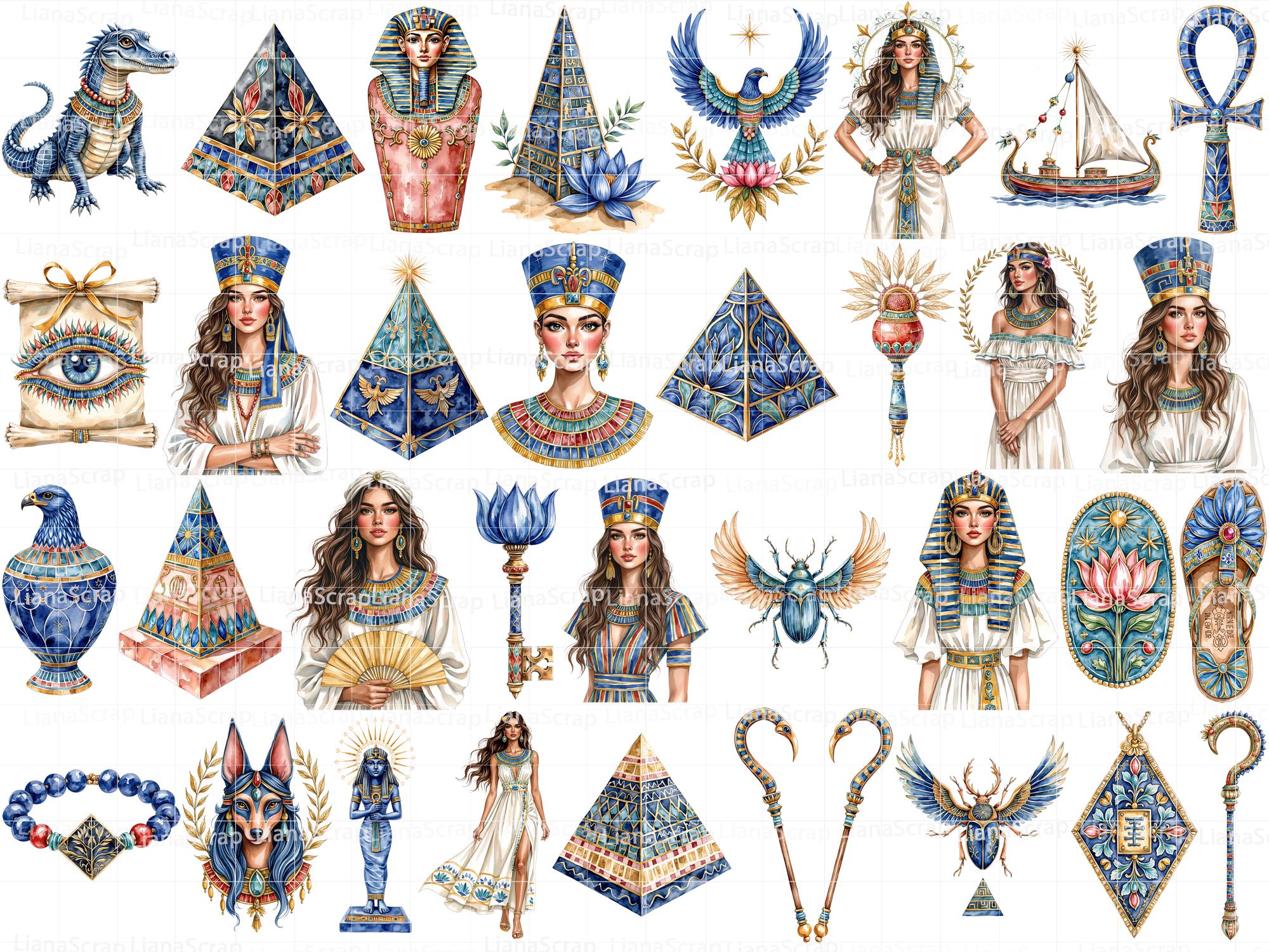 Egyptian Clipart Bundle – Ancient Egypt Graphics, Stickers (PNG ...