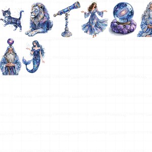 Clipart de Mago em Aquarela – Arte Mística, Gráficos Celestiais para Planejador (PNG) imagem 4