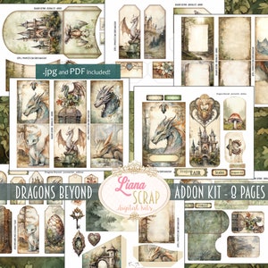 Dragons Jenseits Junk Journal ADDON Kit, Fantasy Collage Printables, Fantasy Kit, Dragon Junk Journal Papier Ephemera Fussy Cuts