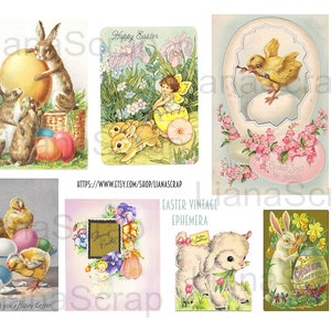 Vintage Easter Ephemera Printables, Easter Postcards Digital Collage ...