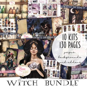 WITCH 1 Junk Journal BUNDLE - 10 kits, Witch, Grimoire Collage Printables, Digital Witch Kit, 130 witch junk journal pages