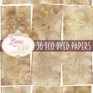 May include: 36 eco-dyed papers with leaf patterns in shades of brown and beige. The papers are perfect for scrapbooking, card making, and other craft projects.