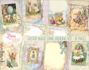 Easter Magic - Vintage Digital Junk Journal Kit , Easter Collage Sheets, Spring Junk Journal Printables, Junk Journal Paper