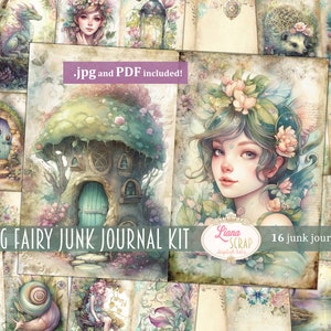 Spring Fairy Junk Journal Kit, Fantasy Fairy Collage Printables, Digital Fairy Kit, Fairy Seasons Collection