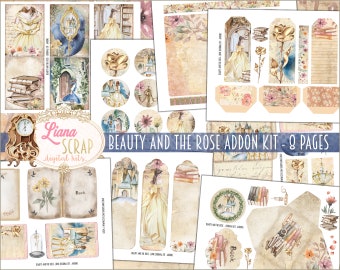 Beauty and the Rose Junk Journal ADDON Kit, Fairytale Collage (Digital Kit)
