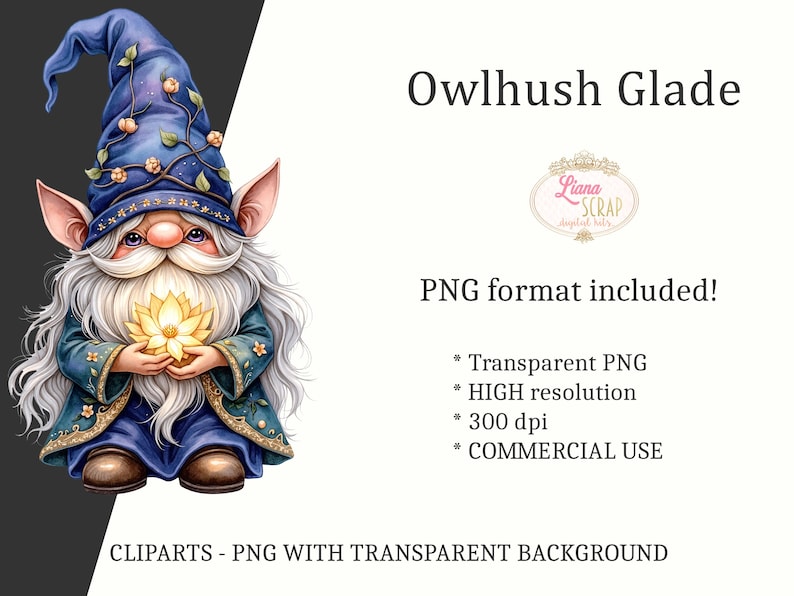 Conjunto de imágenes prediseñadas de gnomos en acuarela: hadas, búhos y animales del bosque (descarga digital PNG) imagen 5