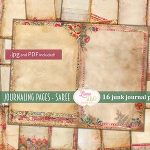 Journaling Pagina's - Saree, Digitale Junk Journal Achtergrond, Collage Afdrukbaar, Indiase stoffen Digitale Junk Journal, Filler Journal Paper