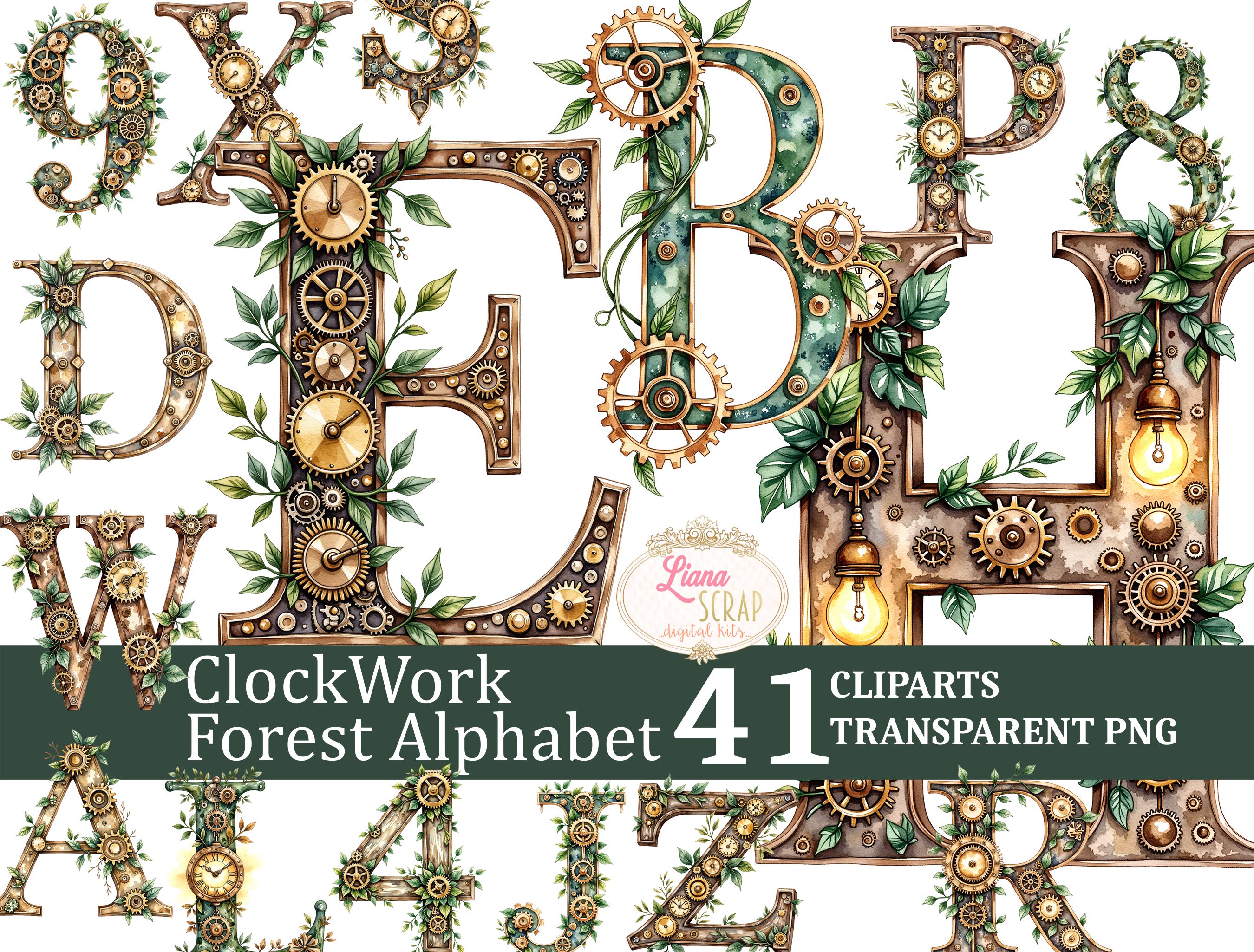 Clockwork Forest Alphabet Clipart – Steampunk Floral Letters (PNG) - Etsy