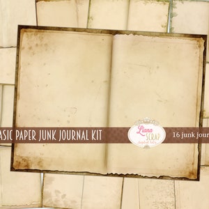 Basic Died and Distressed Vintage Digital Paper for Junk Journals, Old Paper Digital Kit Printable, Filler Junk Journal Paper