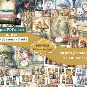 Fairy Seasons Junk Journal BUNDEL - 9 kits, Fantasy Fairy Collage Printables, Digital Fairy Kit, Fairy Seasons Complete Collection
