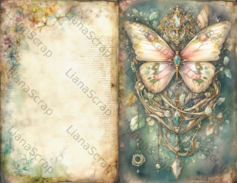 Summer Fairy Junk Journal Kit, Fantasy Fairy Collage Printables, Digital Fairy Kit, Fairy Seasons Collection image 8