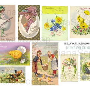 Vintage Easter Ephemera Printables, Easter Postcards Digital Collage ...