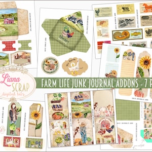 Imprimíveis de coisas efêmeras da Farm Life, folhas de colagem digital de fazenda vintage, coisas efêmeras de fazenda, papel de diário indesejado