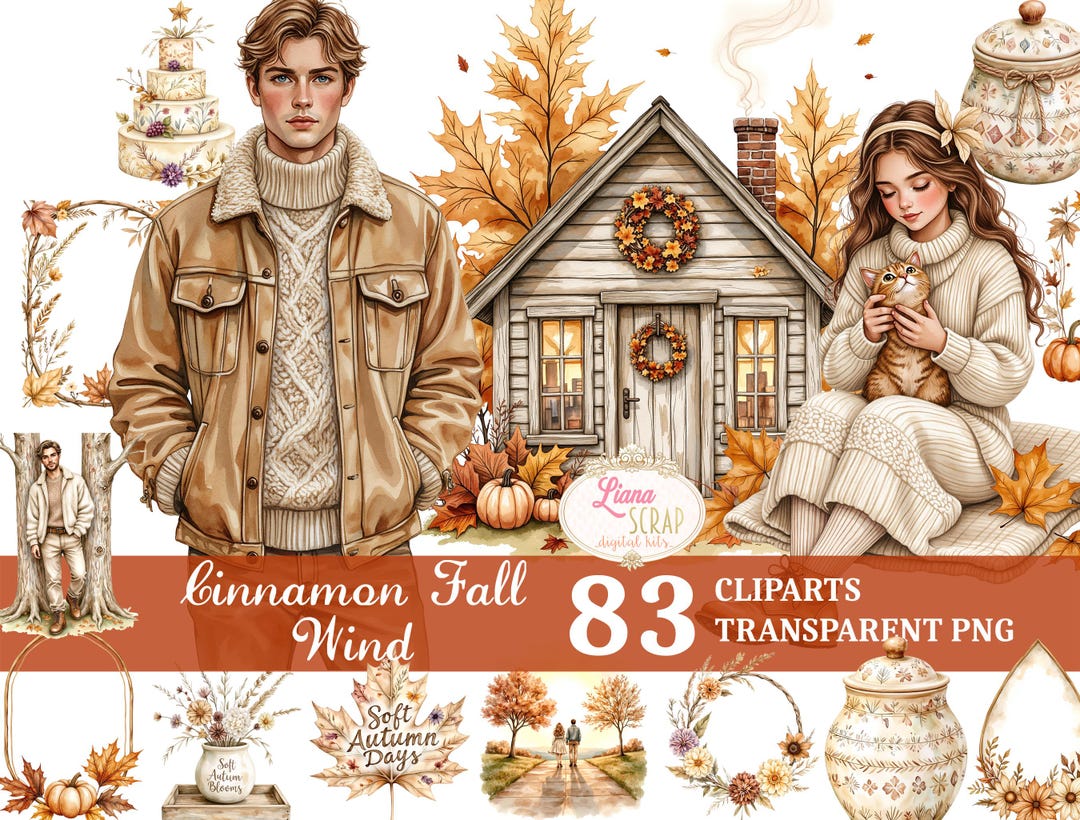 Watercolor Autumn Clipart Set – Cozy Fall Designs (PNG) - Etsy