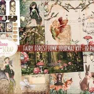 Fairy Forest Junk Journal Digital Kit Printable, Fairy Digital Collage Sheets, Whimsical Junk Journal, Junk Journal Paper