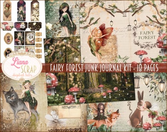 Fairy Forest Junk Journal Digital Kit Printable, Fairy Digital Collage Sheets, Whimsical Junk Journal, Junk Journal Paper