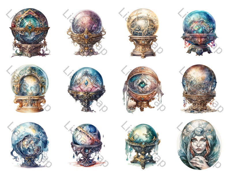 Fortune Teller Orbs Clipart PNG Set 18 Magical Orbs Clipart Etsy Canada