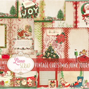 Vintage Christmas Junk Journal Kit, Christmas Collage Printables, Digital Christmas Kit, Junk Journal Paper