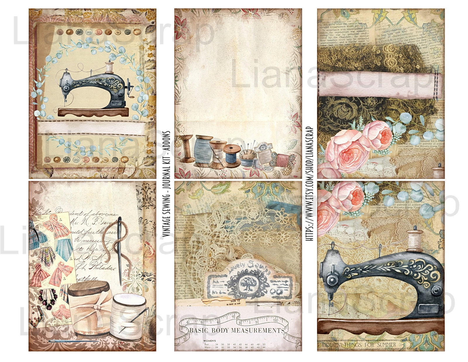 Vintage Sewing Ephemera Printables Sewing Digital Collage Etsy