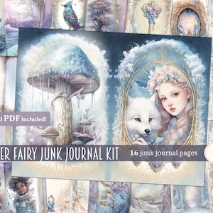 Winter Fairy Junk Journal Kit, Fantasy Fairy Collage Printables, Digital Fairy Kit, Fairy Seasons Collection