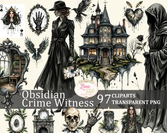 Dark Academia Clipart Set – Gothic Witchcore PNG Graphics (Digital Download)