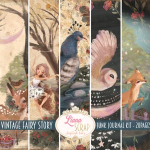 Vintage Fairy Story Junk Journal Digital Kit Printable, Fairy Digital Collage Sheets, Whimsical Junk Journal, Junk Journal Paper