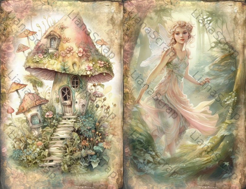 Summer Fairy Junk Journal Kit, Fantasy Fairy Collage Printables, Digital Fairy Kit, Fairy Seasons Collection image 6