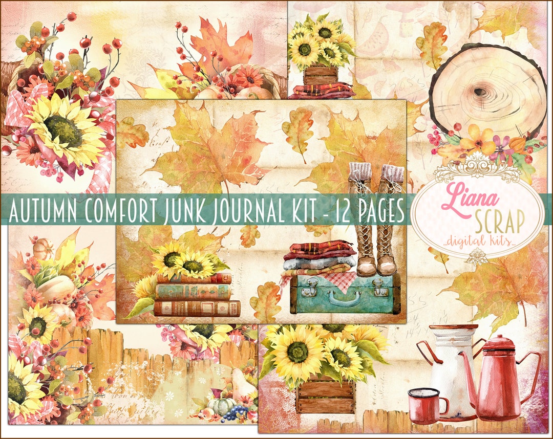 Cute Autumn Junk Journal  Kawaii Digital Paper - Inspire Uplift