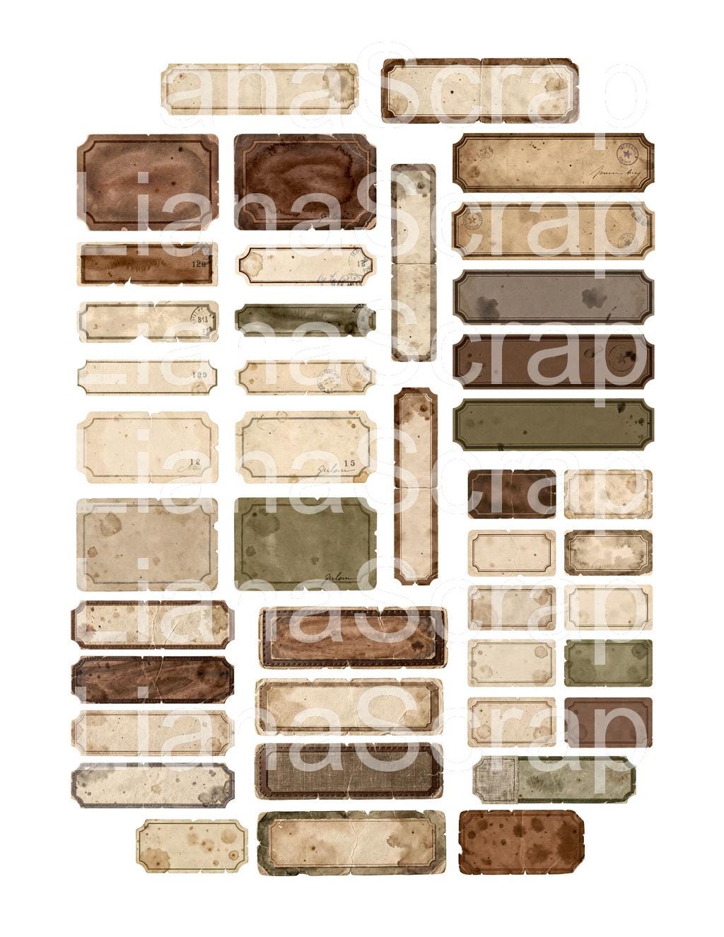 Vintage Library Labels Bundle, 3 IN 1, Printable Junk Journal Kit ...