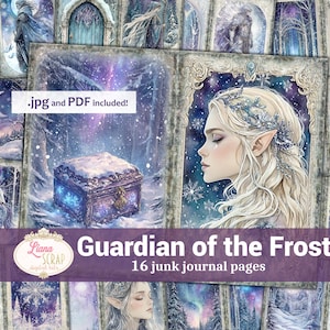 Guardian of the Frost Junk Journal Paper, Elven Winter Junk Journal, Elf Kingdom, Fairytale Winter Pages
