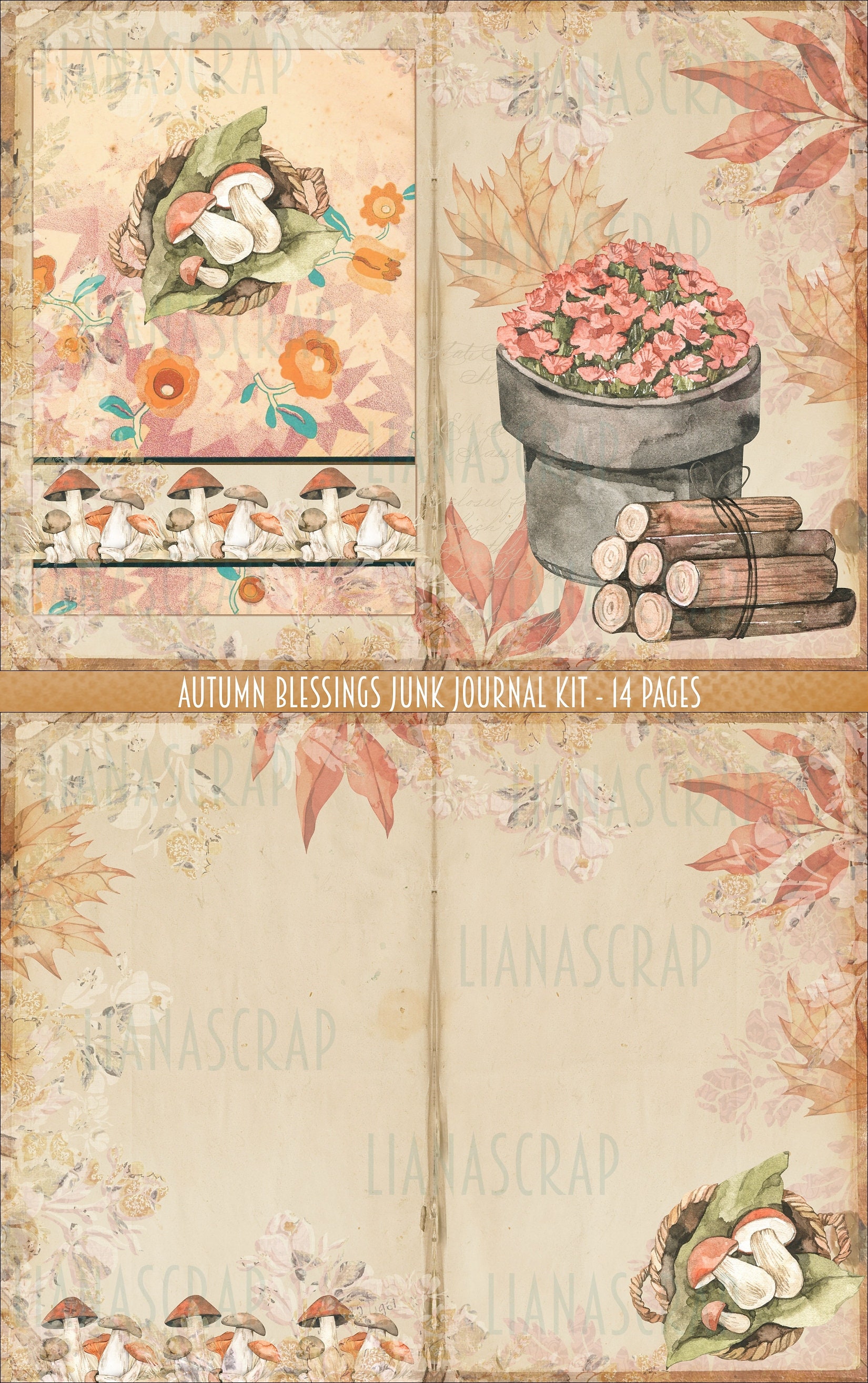 Autumn Blessings Junk Journal Digital Kit Printable Autumn - Etsy
