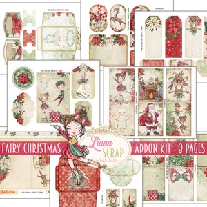 Fairy Christmas Junk Journal ADDON Kit, Christmas Ephemera Collage Printables, Digital Christmas Kit, Junk Journal Ephemera