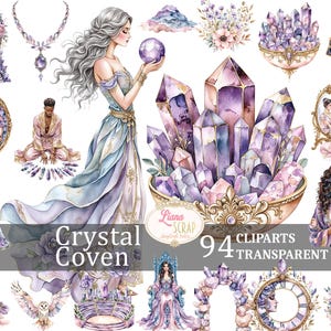 Images clipart Crystal Coven 94 PNG transparents planificateur numérique autocollants aquarelle mystique, pierres précieuses fantaisie, cristaux de guérison