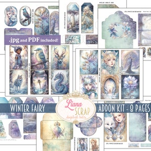 Winter Fairy Junk Journal ADDON Kit, Fantasy Fairy Collage Printables, Digital Fairy Kit, Fairy Seasons Collection Ephemera