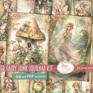 Kit diario spazzatura fata estiva, stampabili collage fata fantasy, kit fata digitale, collezione Fairy Seasons